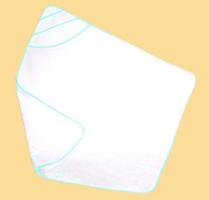 MAXI CAPE DE BAIN A BRODER 100x100CM-Fond Blanc - Biais vert