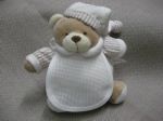 Mini Doudou à broder Ours Brun Habits et chapeau coloris Ecru - OG00015