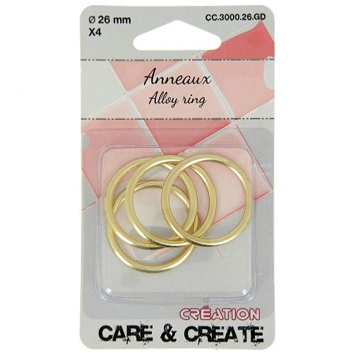Anneaux en métal 26 mm or Care & Create - Lot de 4 