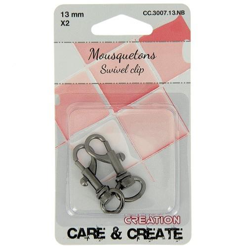 Mousqueton 13 mm noir - lot de 2 