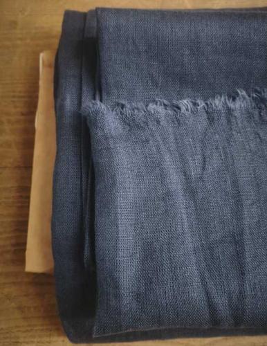 TISSUS LIN LAVÉ, Couleur Bleu Indigo - Au mètre