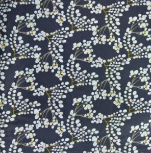 Tissu imprimé Fleurs Blanches fond Marine - 100% Coton - vendu au mètre ou au 1/2 mètre #