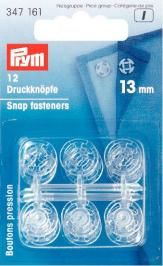 Boutons pression 13mm plastique transparent - Lot de 12 Boutons - Prym