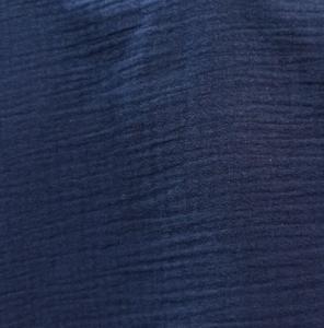 TISSU DOUBLE GAZE GAUFRÉE - MARINE - 100% coton  - au mètre 