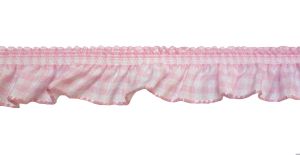 Galon à volants elastiqué vichy ROSE 19mm - le mètre