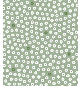 Toile cirée imprimée Fleurs verte  - laize 140cm - Le mètre 