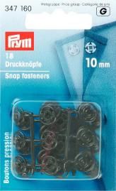 Boutons pression 10mm en plastique noir - lot de 18 -Prym