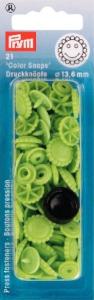 Boutons Pression plastique Forme fleur Vert Pomme- Lot de 21 - 13.6mm - Prym