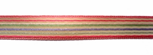 Ruban satin imprimé Rayures Rose - Le mètre