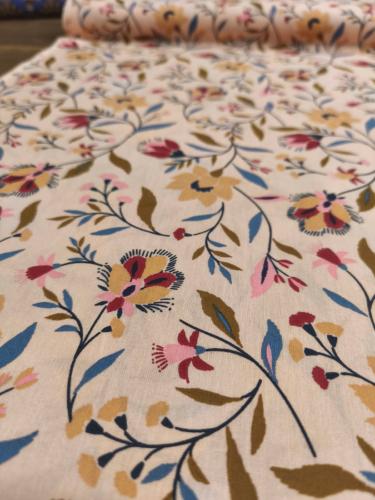 TISSU 100%  COTON  IMPRIME FLEURS au mètre