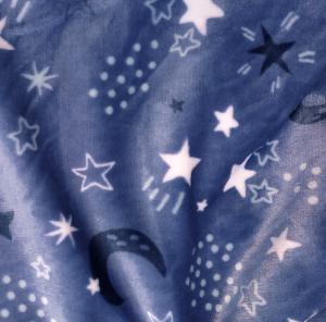 TISSU POLAIRE PILOU PILOU  -  Bleu à motifs étoiles - au mètre