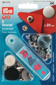 Boutons pression 20mm Coloris Argent mat - lot de 6 - Prym