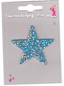MOTIF THERMOCOLLANT  strass - Etoile Argent et Turquoise