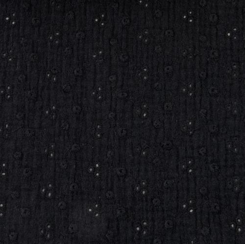 Tissu Broderie Anglaise 100% Coton coloris NOIR - vendu au mètre ou au 1/2 mètre