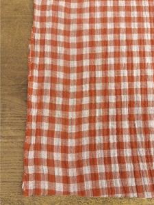 TISSU 100% COTON  double gaze vichy cognac - Bi face