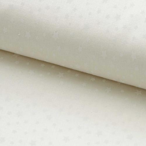 TISSU 100% COTON  IMPRIME - Etoiles Fond Blanc Cassé- Au mètre