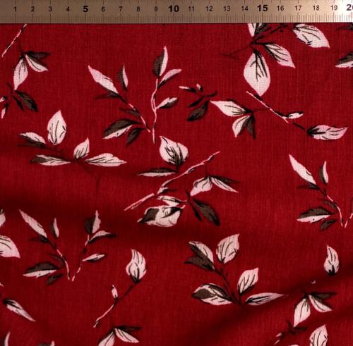 TISSU CREPE DE VISCOSE FLEURI - Bordeaux