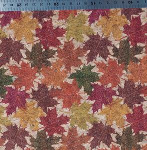 TISSU LIEGE - Feuilles d'automne  - au mètre 